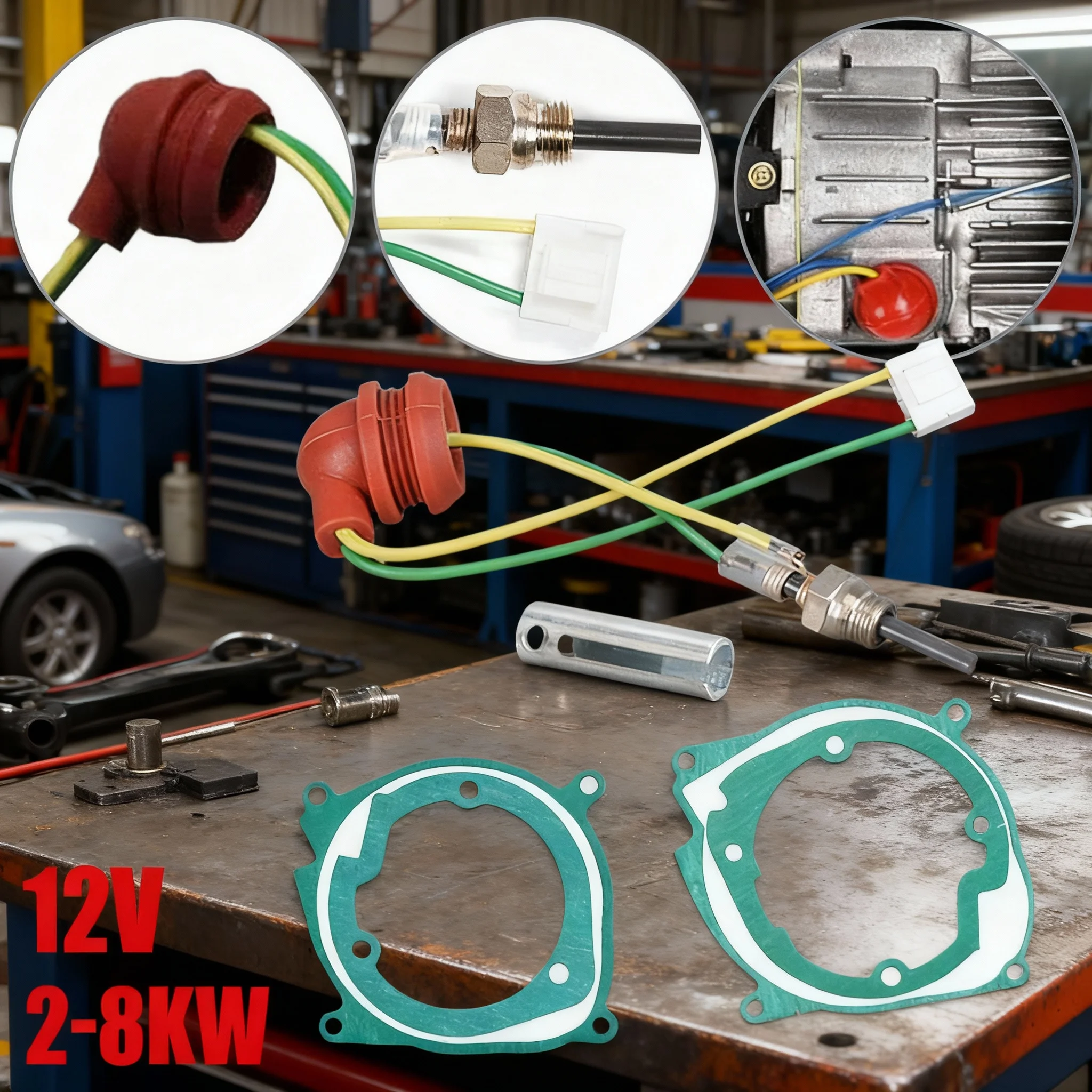 

7 шт./компл. автомобильная воздушная дизельная прокладка + керамическая свеча накаливания, комплект для китайского дизельного обогревателя 2-8 кВт, комплект для обогрева парковки автомобиля, автомобильные аксессуары