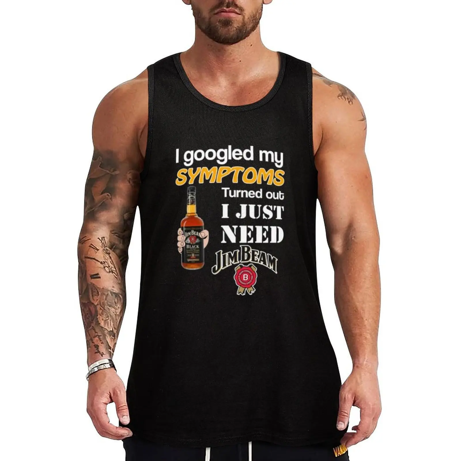 Busqué en Google mis síntomas y descubrí que solo necesito una camiseta sin mangas informal y holgada Jim Beam, ideal para el verano y la playa.