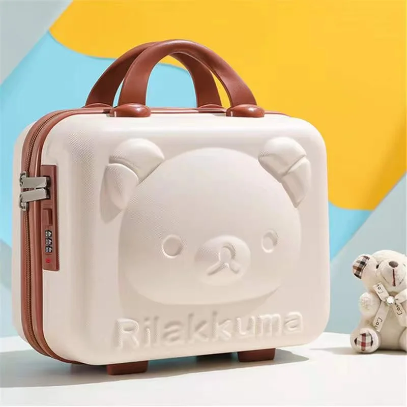 3D Bear Rilakkuma Storage Box, Makeup Suitcase, Portable, Small with Lock, Password, Mini Luggage, Make Up Case, 14