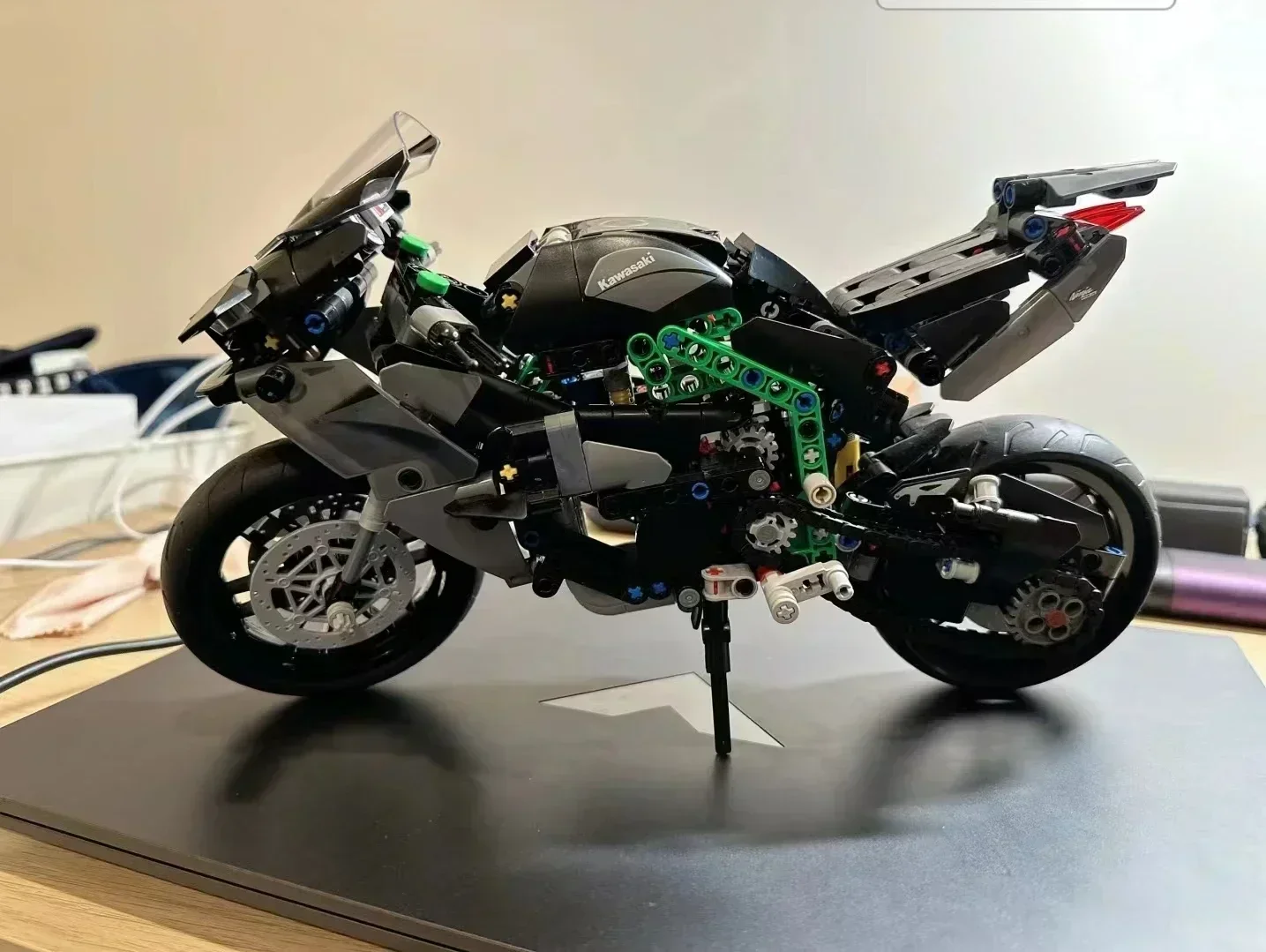 MOC جديد التقنية H2RMotorcycle اللبنات سرعة دراجة نارية سباق السيارات نموذج سيارة لعبة الطوب للأطفال الصبي الهدايا #5