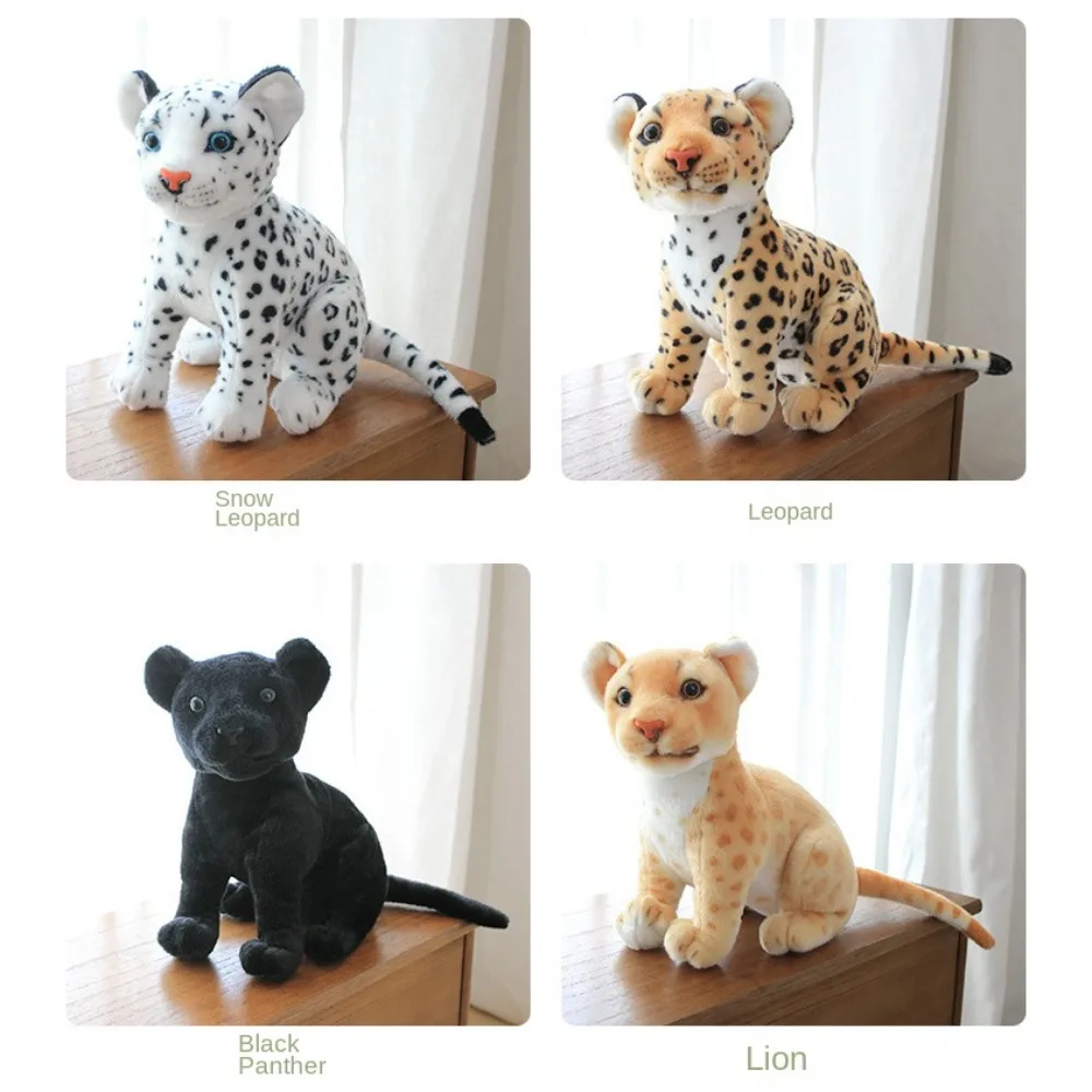 Poupée réaliste léopard des neiges Simulation léopard des neiges Lion doux bébé léopard en peluche mignon Simulation guépard poupée jouets