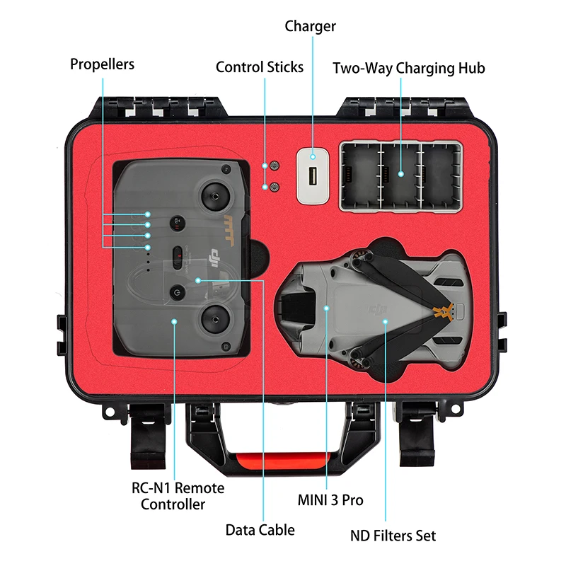 DJI Mini 3 PRO Accessories Storage Case Portable Suitcase Hard Shell Waterproof Case Explosion-proof Carrying Box RC Controller