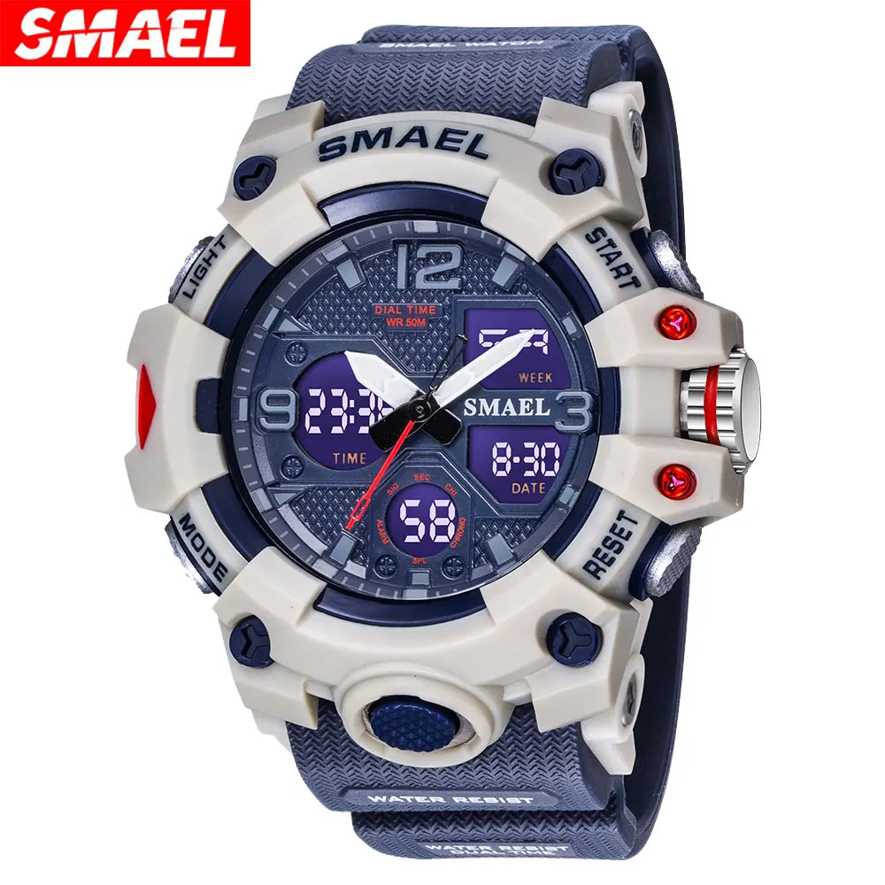 SMAEL 8008 Electronic Watch Outdoor Sports Alarm Clock Time Reporting Swimming Waterproof Electronic Watch