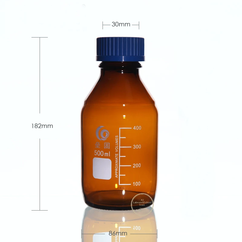 25ml To 1000ml Lab Transparent/Brown Screw Cap Reagent Bottle Sealed Bottle Glass Laboratory Sample Bottle