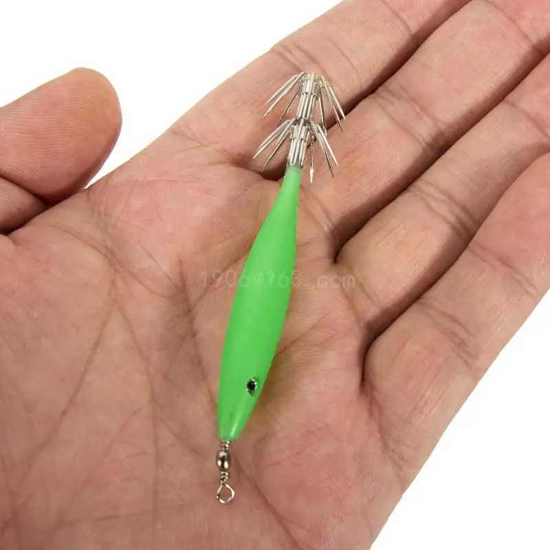 5pcs Luminescent Simulation Squid Hard Bait Hook Attracting False Bait Squid Fishing Hook for Offshore Angling