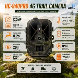 4K 4G Tracking Hunting Camera with APP Control Cloud Service 8000mAh Li-Battery Night Vision 120° Detection Wildlife Cam