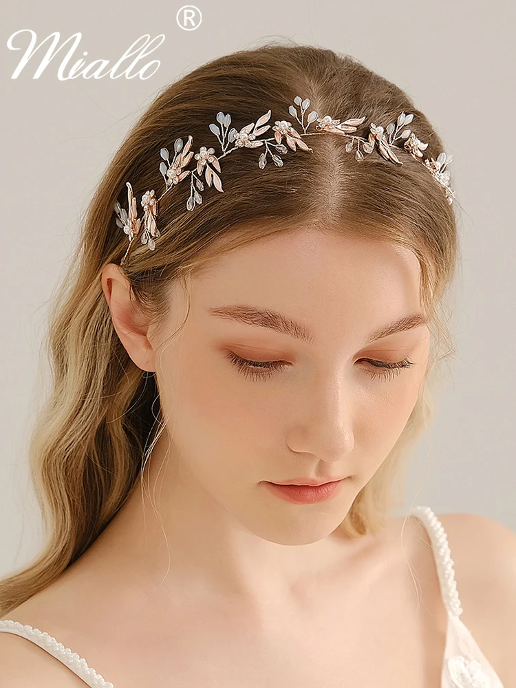 Handmade Crystal Flower Headbands for Women Bridal Wedding Hair Accessories Prom Hairdbands Party Bride Headpiece Jewelry Gift