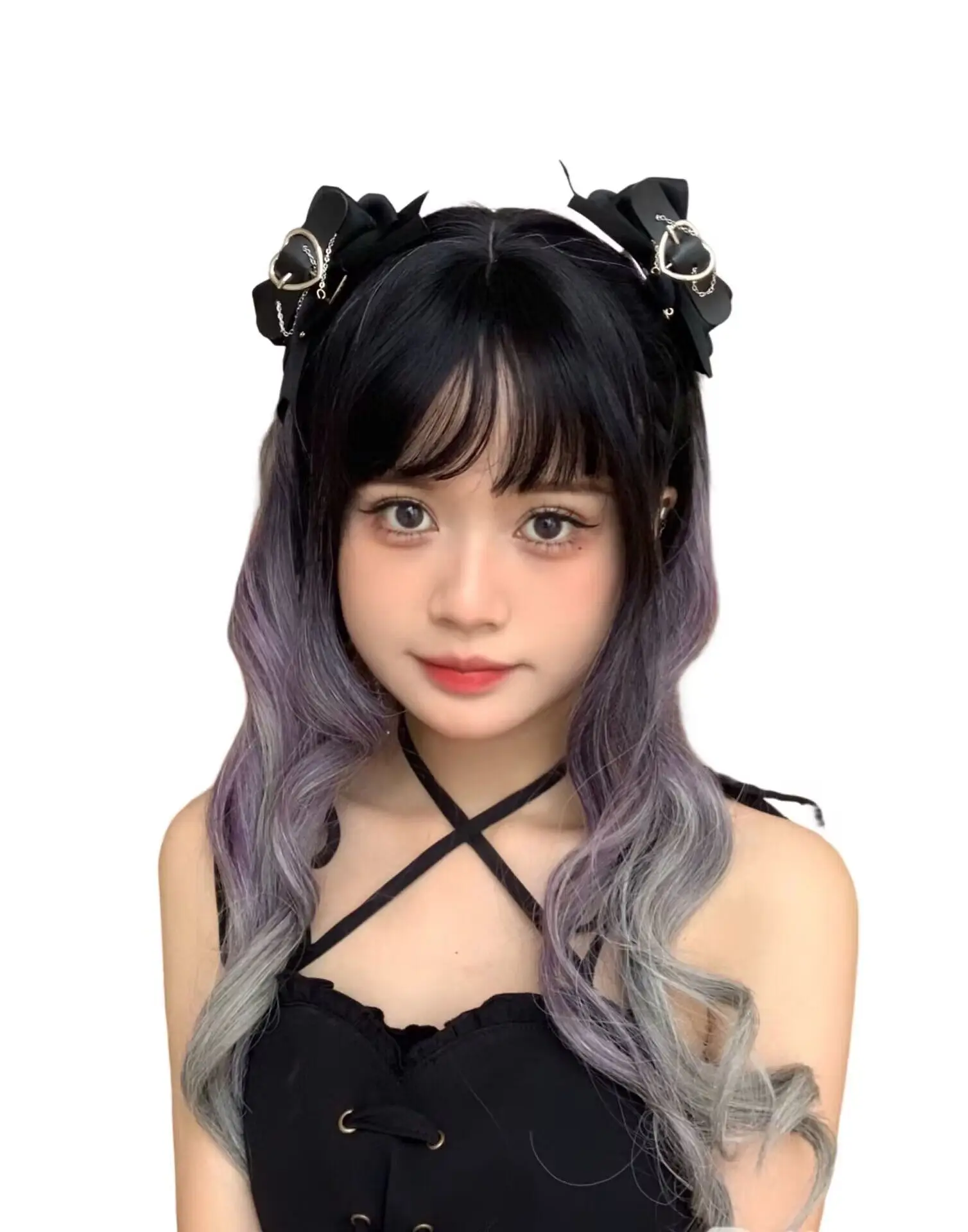 Lolita black Big Bow Punk Love hairpin Dark Sweet Cool Girl JK Headwear Hair Ornament Anime Headwear Cosplay