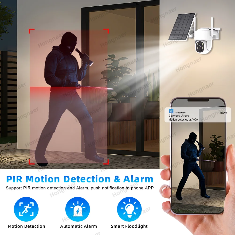 Hongnaer 4MP 6CH WiFi شبكة الفيديو PTZ IP اللاسلكية الرئيسية NVR الشمسية في الهواء الطلق CCTV عدة مجموعة نظام نظام نظام الكاميرا الأمنية