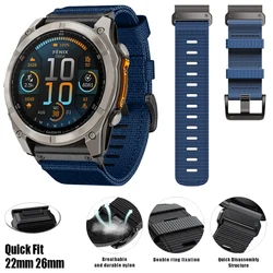22mm 26mm QuickFit Nylon Strap For Garmin Fenix 8 8X 7 7X 6X Pro/Epix Pro Gen 2 51mm 47mm/Fenix6 5Plus 5XPlus Braided Watchband