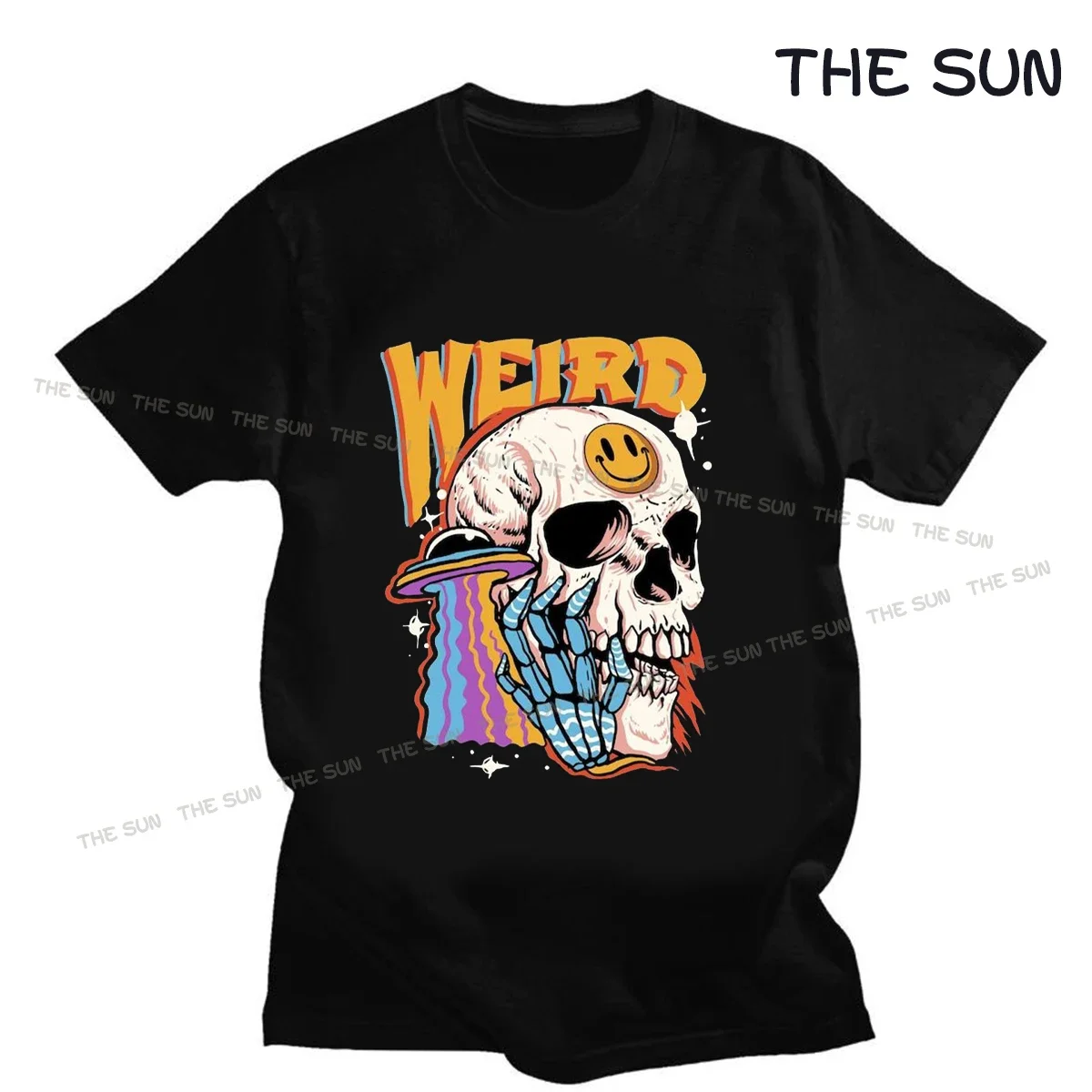 

Alien Skull with The Ufo Tshirts for Men Tshirt Leisure Tees Streetwear Men Cotton T-Shirts