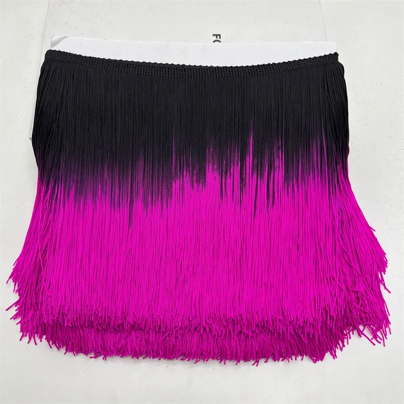 1x0.2M Colorful Gradient Tassel Fringe Trimming For Clothing Sewing Stage Latin Dress Home Decoration Lace Trim DIY Accessories