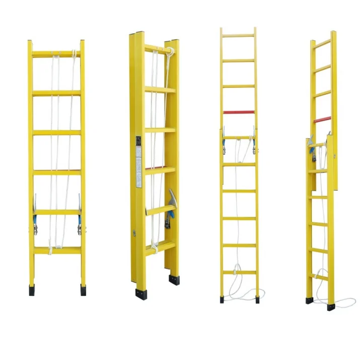 

Modern Design Yellow Fiberglass Extension Ladder Telescopic Outdoor and Warehouse Suitable Ladders
