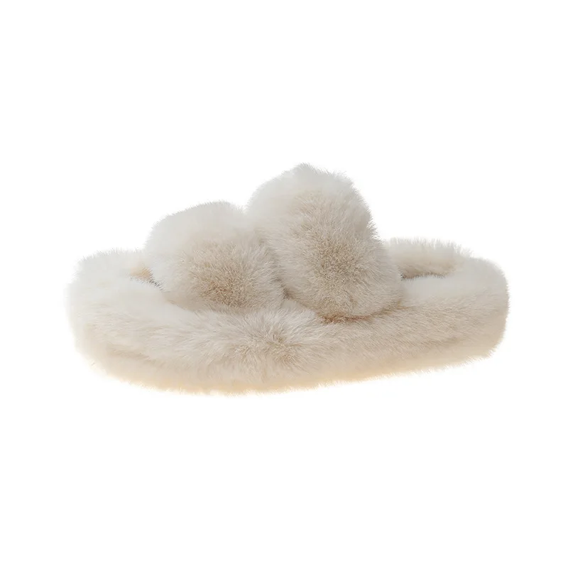 2022 Winter Women Fur Slippers New Slides Fluffy Furry Sandals Woman Flip Flops Home Slippers Hot Ladies Plush Shoes Dorpship