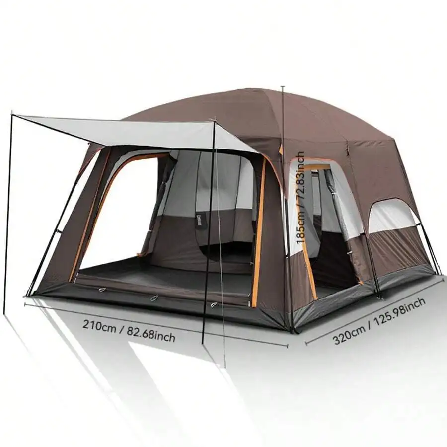 4/6/10 Person Family Camping Tent, Double-Layer Windproof And Sun-Protected Structure, Ventilated Mesh Windows, All-Season Use,
