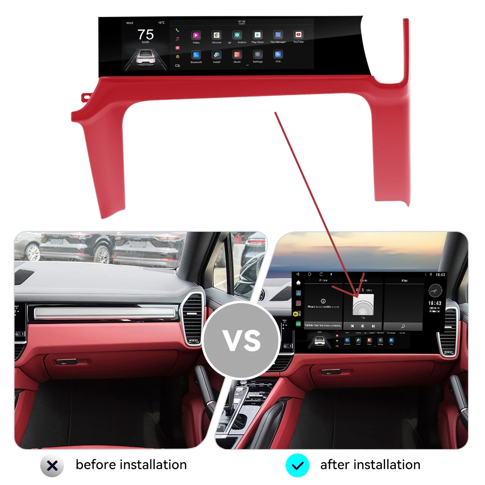 

Andriod 13.0 For Porsche Cayenne 2018-2023 Co-pilot Passenger Touch Screen Head Unit Carplay Auto Multimedia Player Accessories