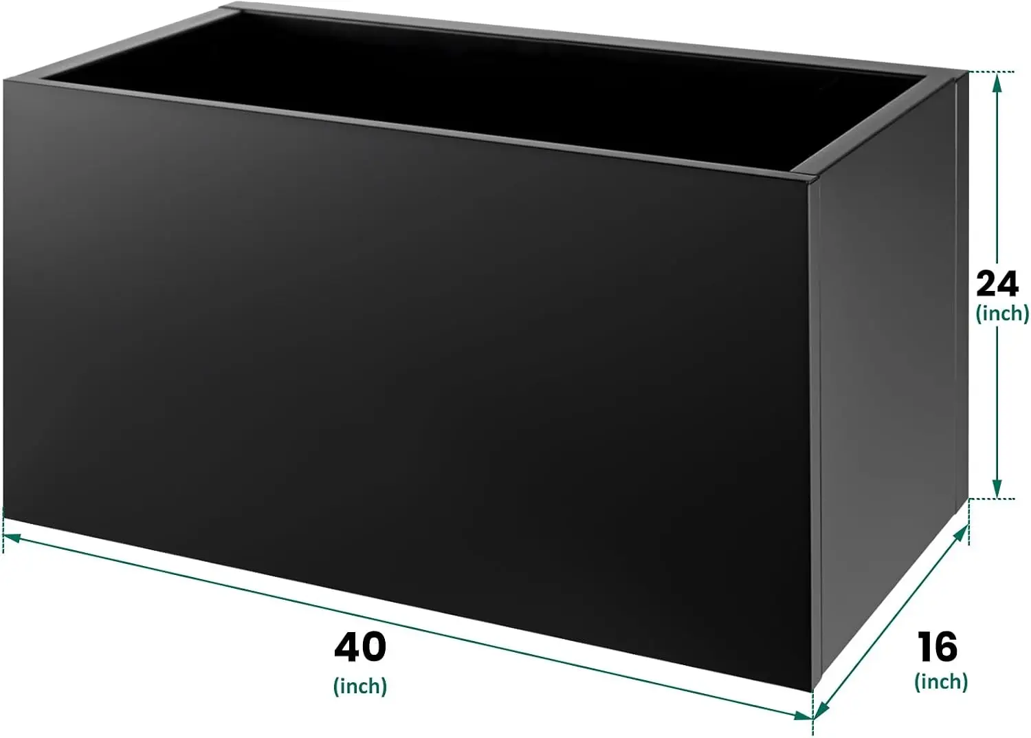 Black Rust-Resistant Steel Rectangular Planter Box, Large Long Metal Plant Container with Drainage Holes, Indoor & Outdoor Decorative Vessel for Patio Balcony and Garden Greenery