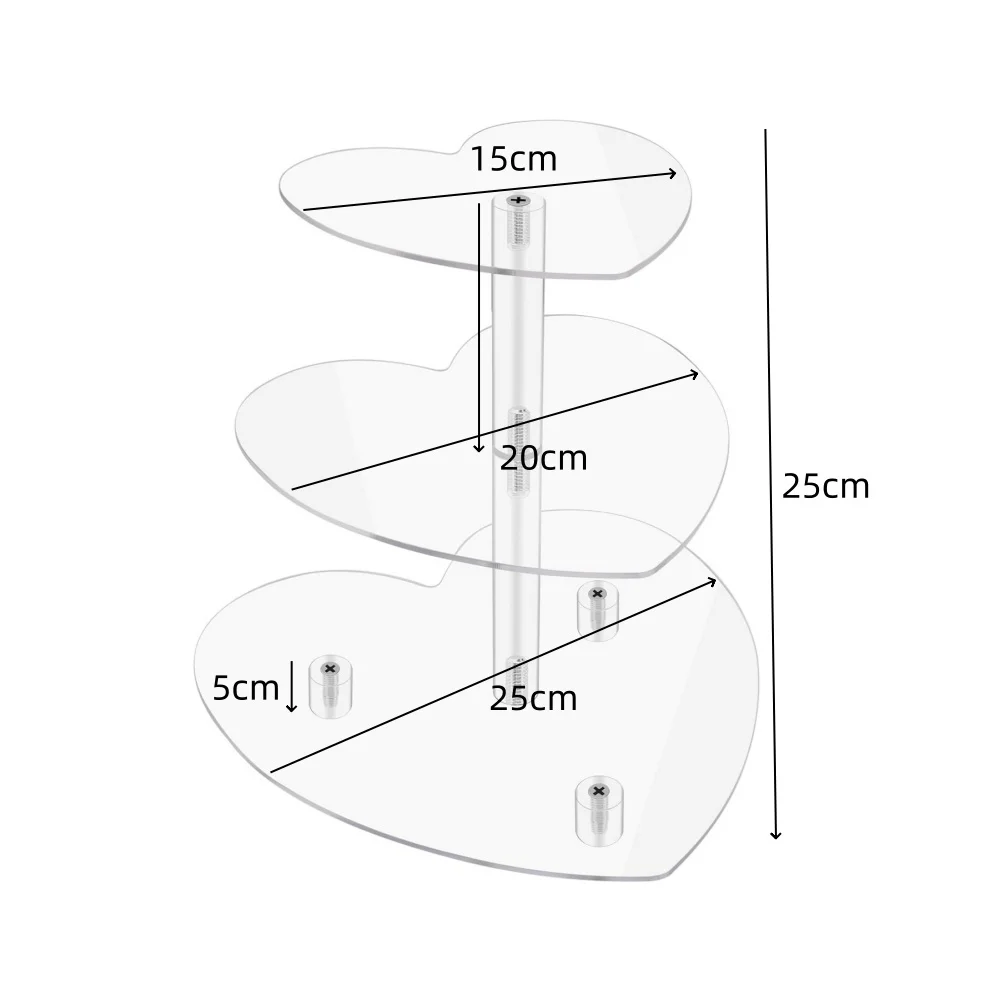 

3 Tier Acrylic Cupcake Stand Heart Shaped Dessert Display Holder For Wedding Birthday Party Cake Table Decor Cupcake Tower Rack