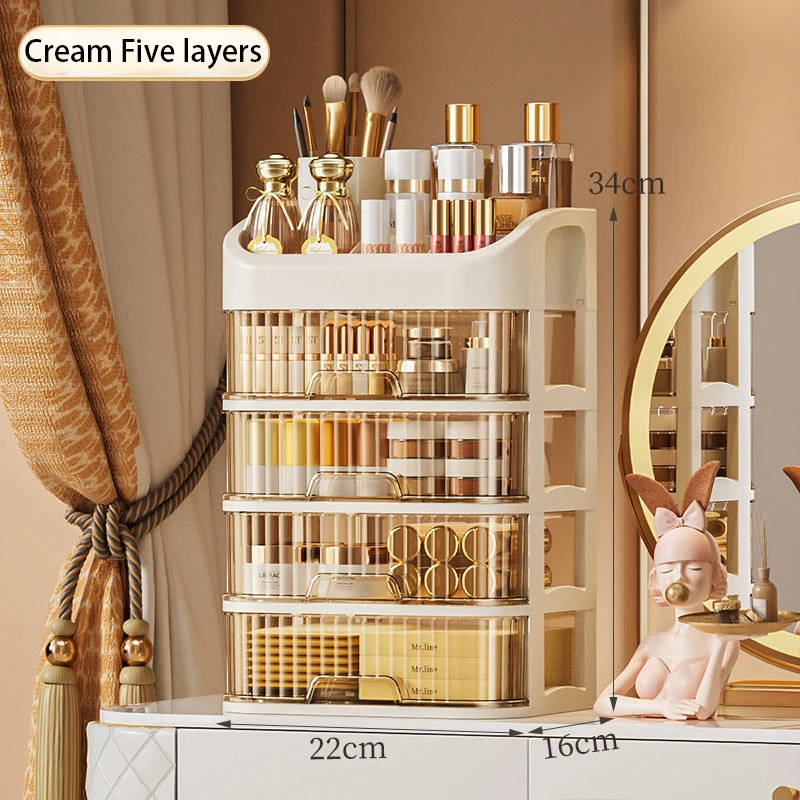 Large Capacity Cosmetic Storage Box Transparent Drawer Jewelry Makeup Storage Box Multi-layer Multi-functional Desktop Organizer