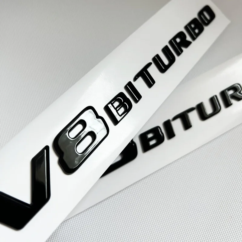 3D Black C63S Logo Letters V8 BITURBO Badge Car Rear Star Sticker Trunk AMG Emblem For Mercedes Benz AMG W205 C205 Accessories view 5