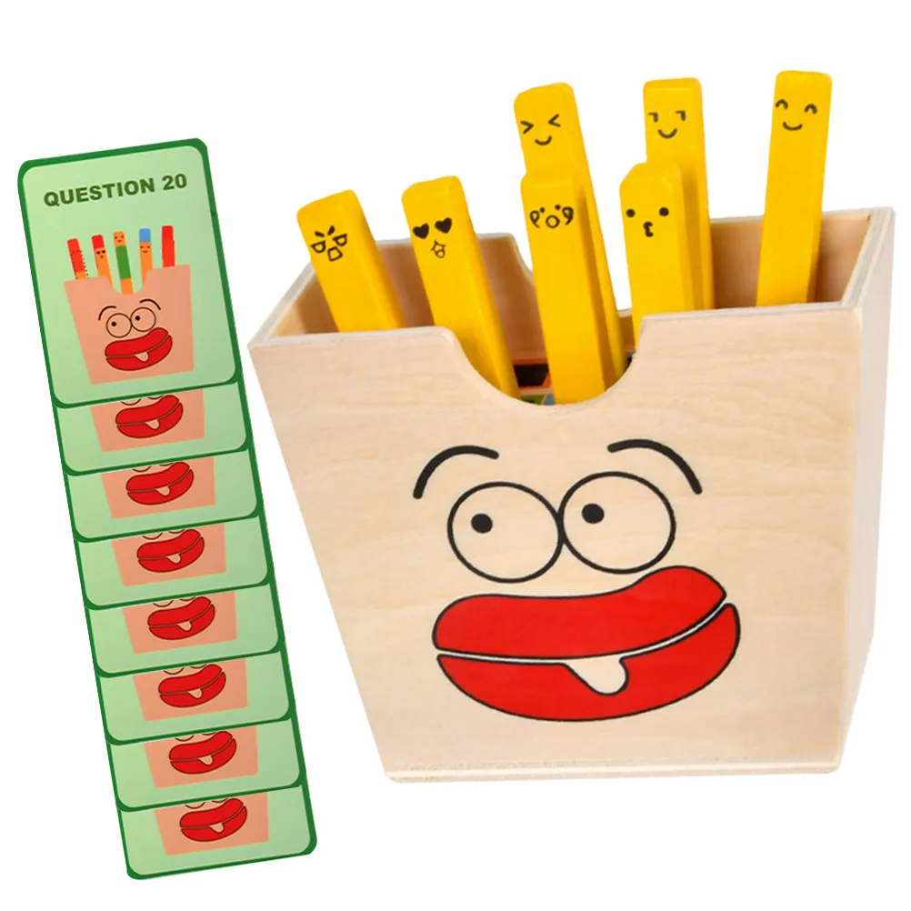 

1Set Color Matching Cognition Wood French Fries Plaything Early Educational Matching Sensory Game Cognitive Development