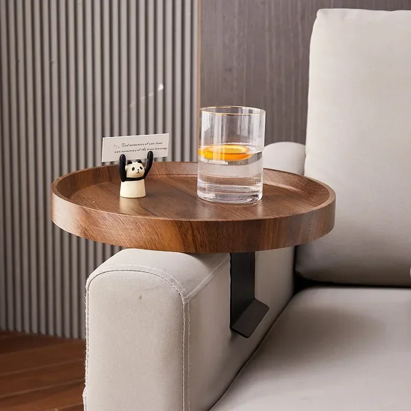 Creative Round Coffee Table Removable Tea Bar with Recessed Desktop Easy-Clean Design Free Size Installation Sofa Side Table