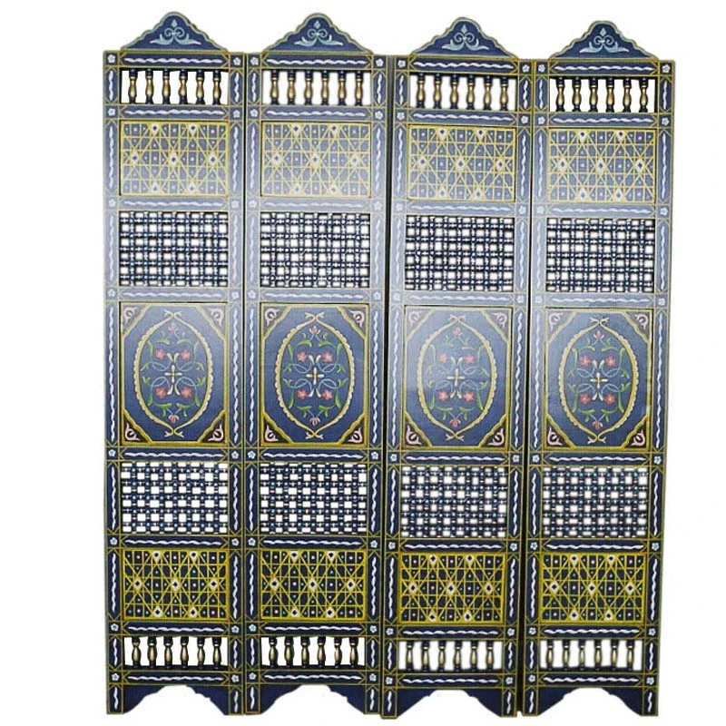 South East Asia style solid wood hand-painted screen partition furniture SC166-1 Morocco hand-painted folding screen