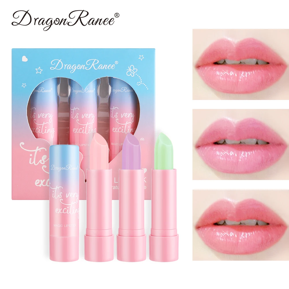 3-Pack Set of Color-Changing Lip Balm, Color-Changing Lip Balm, Long-Lasting Moisturizing, Non-Fading, Non-Stick Cup, Waterproof, Temperature-Changing Lipstick, Color-Changing Lip Balm, Repairing, Moisturizing, Waterpr