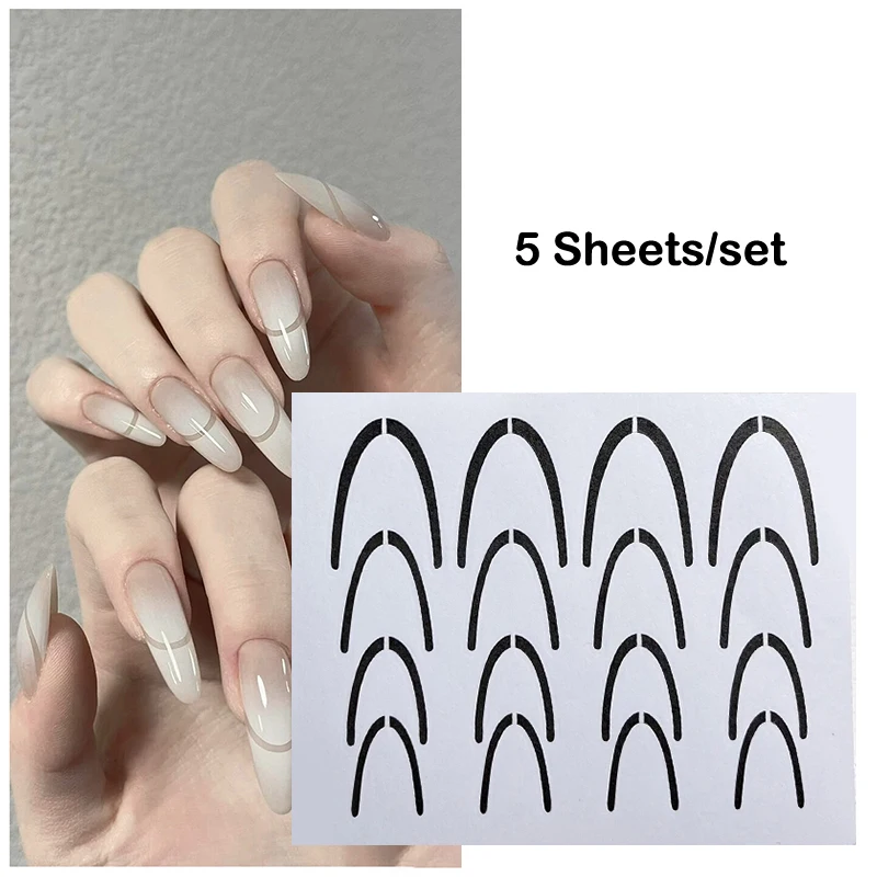 Nail Stickers French Nail Art Tips Guides Black Stripe Lines Adhesive Decals French Tips Stencil Strip DIY Manicure Tools