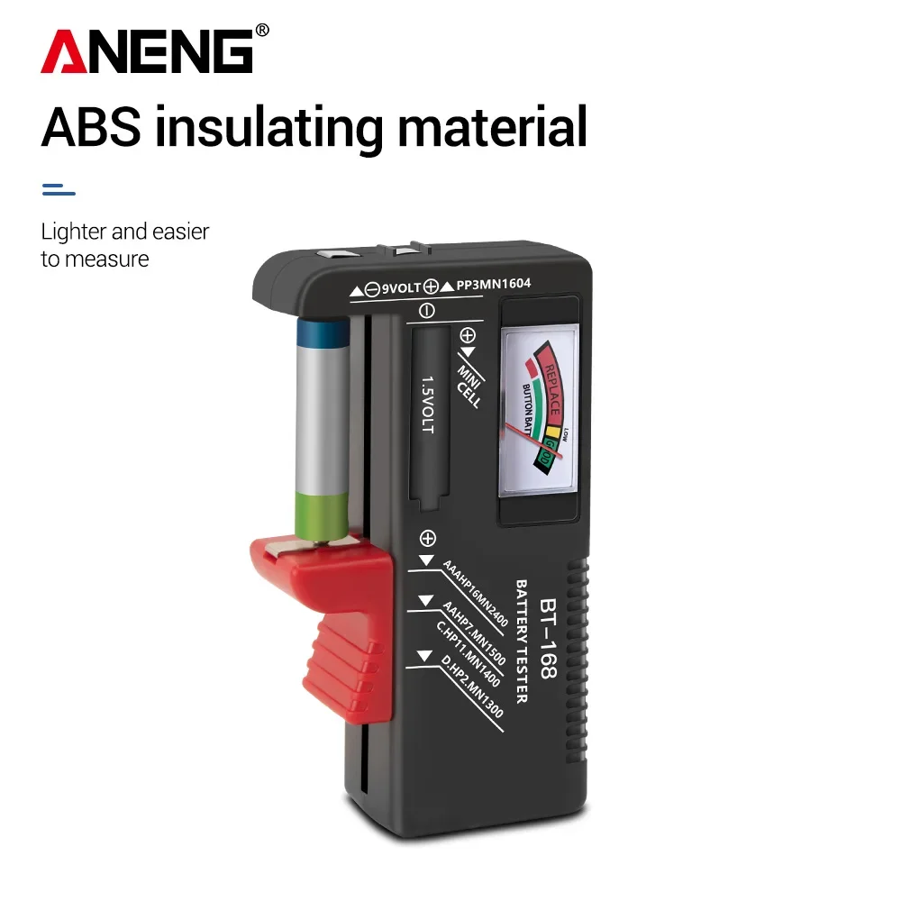 AA/AAA/C/D/9V/1.5V Universal Battery Container Tester Button Cell Batteries Tester Meter Indicate Tester Checker BT168 Pointer