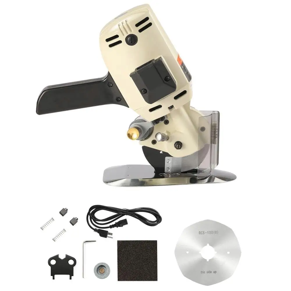

Electric Fabric Cutter 250W Rotary Machine 1.1 Cutting Thickness Octagon Blade with Replacement Blade Sharpening Stones for