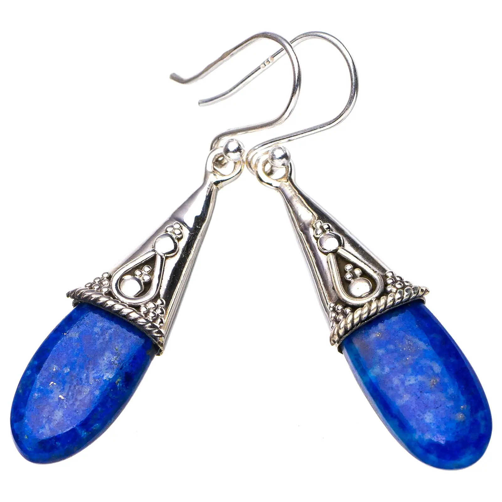 

StarGems® Natural Lapiz Lazuli Handmade 925 Sterling Silver Earrings 1.75 E5351