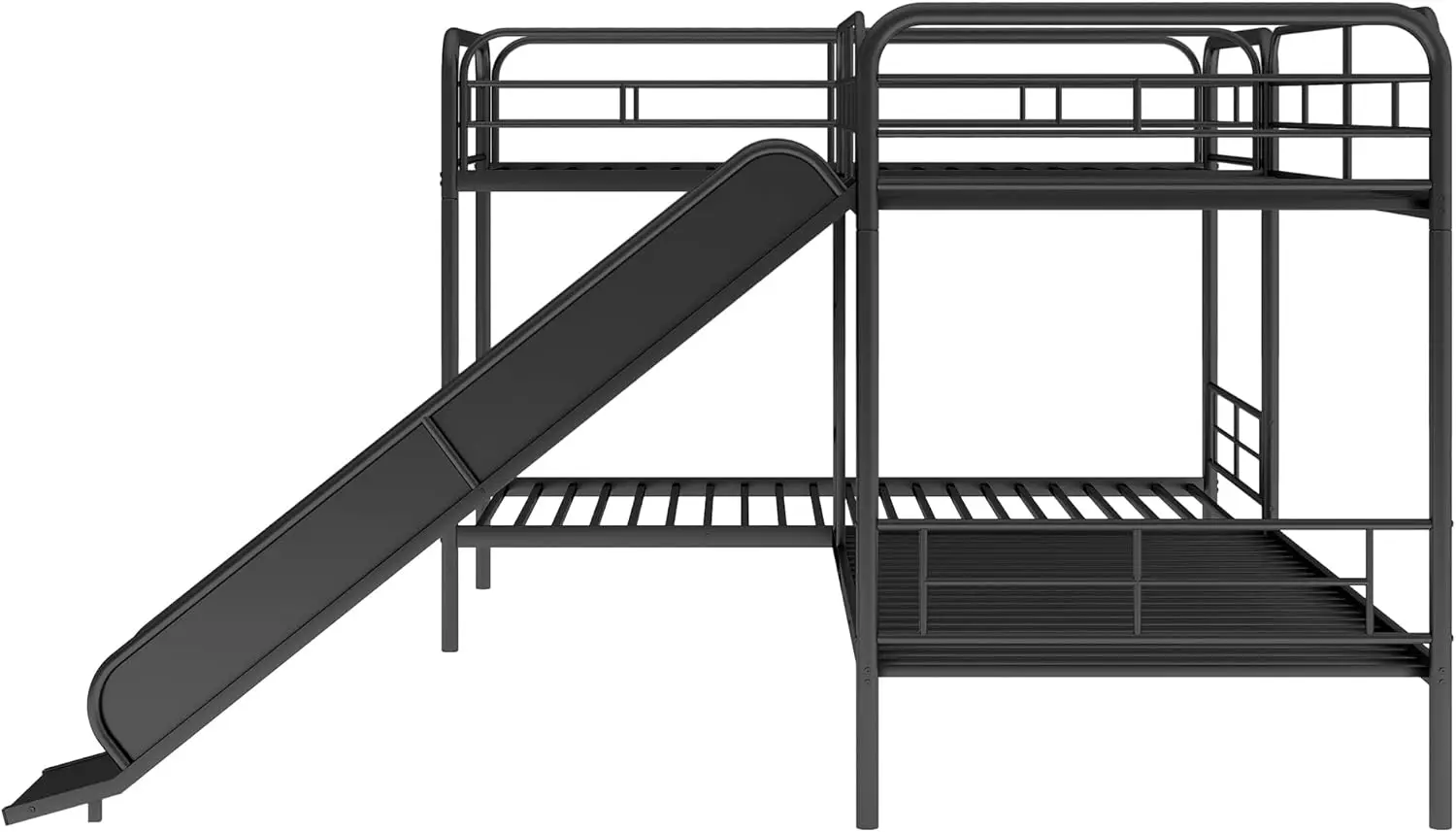 L-Vorm Bed Voor 4, Quad Stapelbedden Met Glijbaan, Hoek Stapelbedden Frame, Metalen Twin Size Bed Voor Kinderen, Tieners, Volwassenen