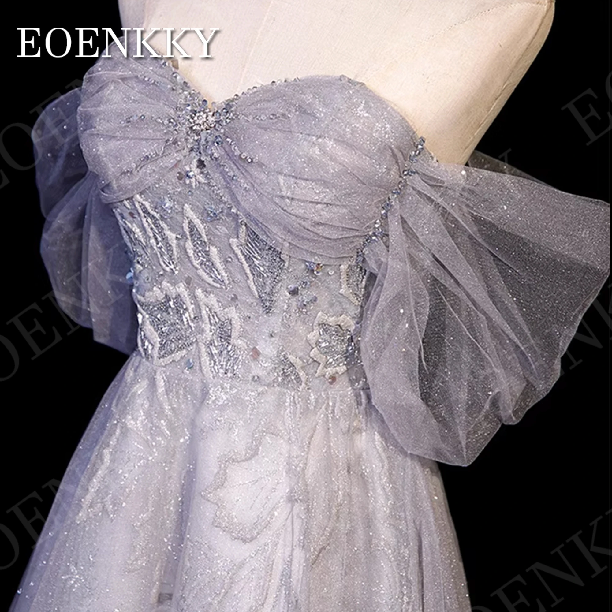 Robe de Rhen tulle brillant moderne pour femmes, robes d'anniversaire de luxe, imprimé floral kly, cristal, hors de l'initiative, 2024 Robe de bal de fin d'année moderne en tulle brillant pour femmes  Robe d'anniversai