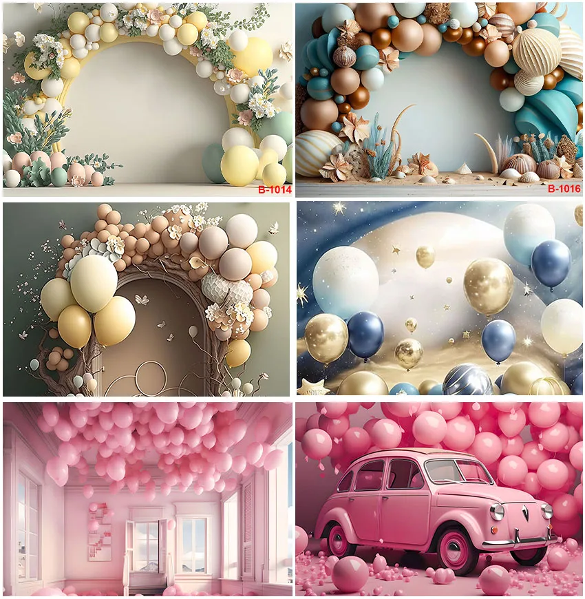 

Balloons Cake Smash Theme Backdrops Photographic For Children Kids Birthday Party Decoration Custom Backgrounds Photozone Props