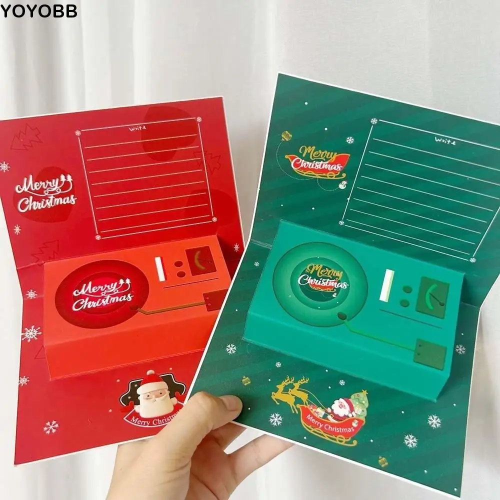 

30 Seconds Recorder Greetings Card Button Batteries ABS Phonograph Blessing Card 3D Paper Magnetic Christmas Recording Box