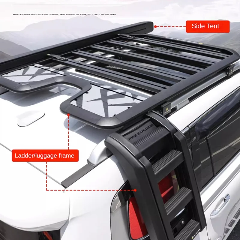 For Tank 500 body kit Foldable Protection Car Side Door Ladder Black Aluminum Roof Rack Ladder