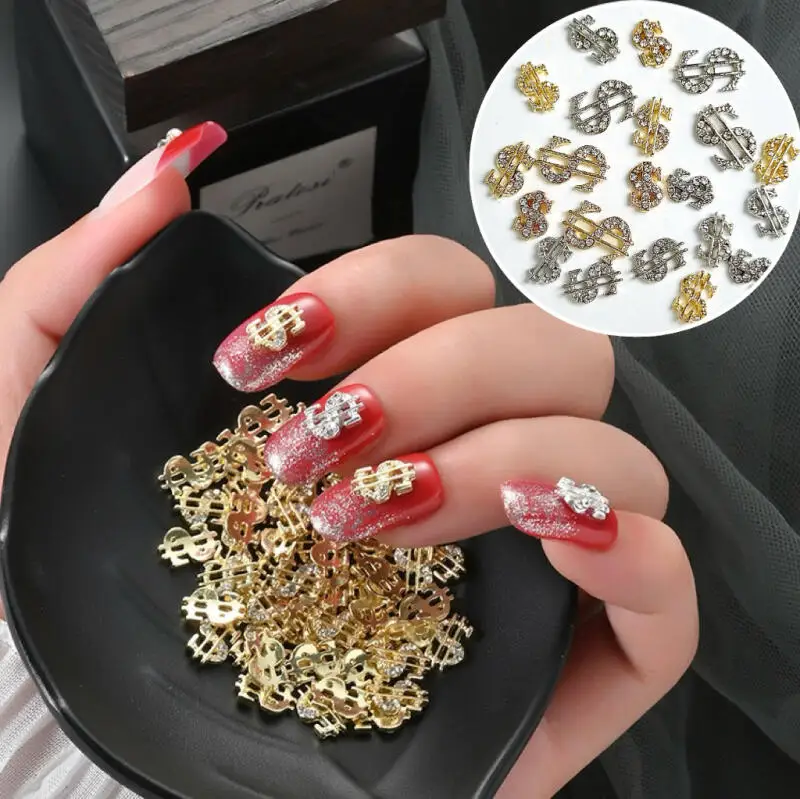 10 قطعة جديد الإبداعية سبائك الدولارات مسمار السحر مقلد العملة أحجار الراين الصغيرة مطعمة مسمار الفن زينة DIY بها بنفسك الأظافر أجزاء