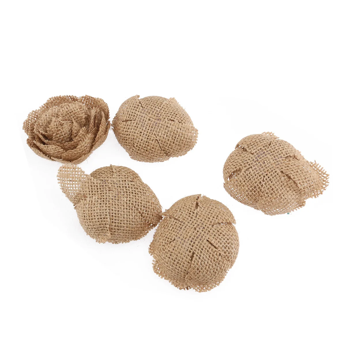

5Pcs Burlap Rose Flowers Light Brown Approx 6cm Diameter Christmas Wedding Party Decoration Burlap Flower Festival Decoration