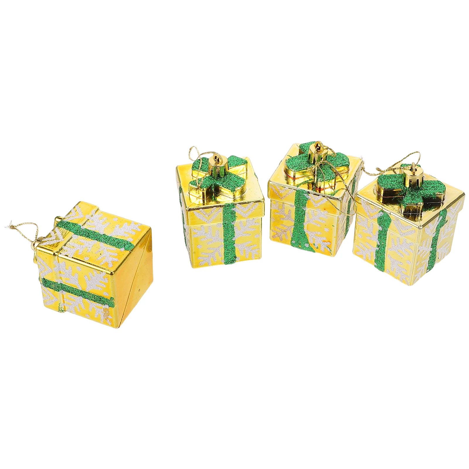 

4Pcs Festive Christmas Hanging Gift Box Ornaments Hand Painted Mini Decorative Xmas Tree Hanging Decorations Tiny Present Boxes
