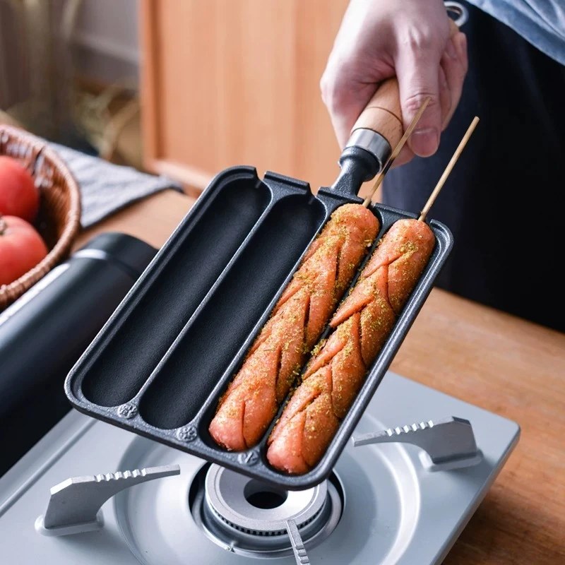 Cast iron household starch sausage roasting pot outdoor roadside stall roasting pan roasted rice cake roasted mutton skewers