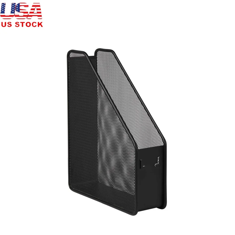 

Металлический сетчатый органайзер для журнальных файлов, настольный держатель с открытым верхом, легкий, прочный, черный, для офиса и дома