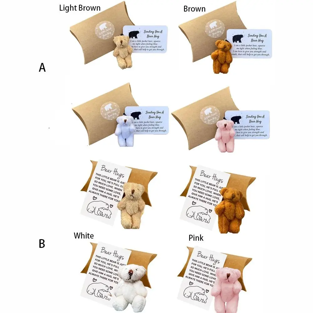 Divertido oso de peluche móvil Mini oso abrazos adornos de oso caja de regalos de felpa hecha a mano para niños