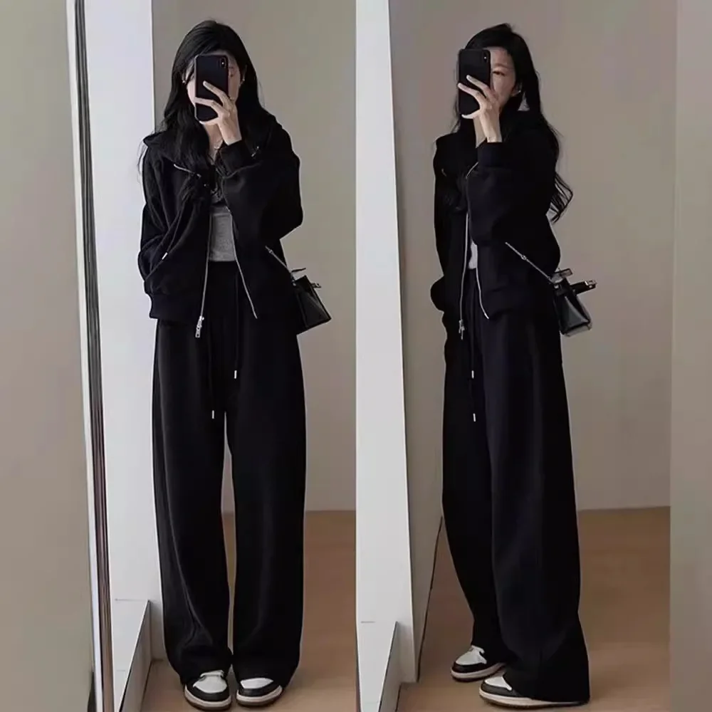 مجموعة أوائل الخريف 2024 نظام الشاي الجديد مطابقة الملابس النسائية حجم كبير البلوز قطعتين دعوى نظام الملح شعبية #2