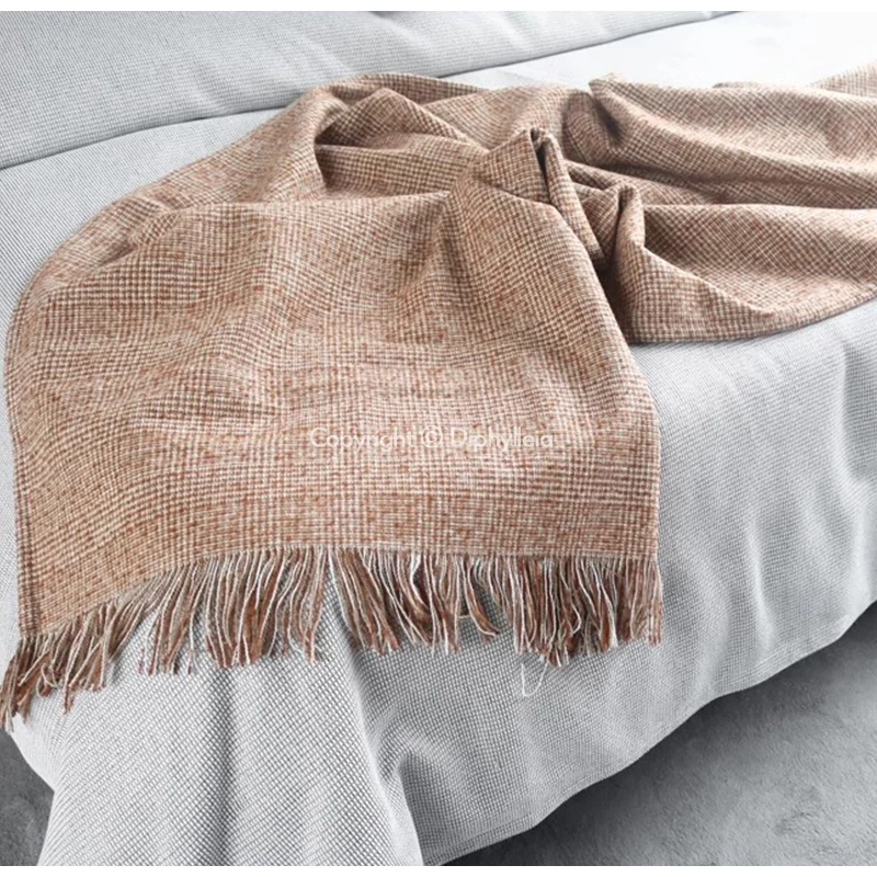 Diphylleia Beautiful Rust Orange Woven Sofa Throw Blanket With Tassels Cozy Bed Scarf Rug For Couch Fall Halloween Decoration