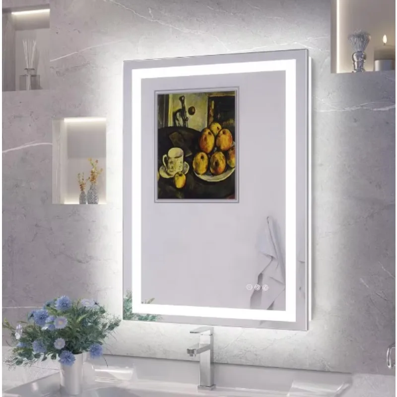 

Rectangular Frameless with Frontlit&Backlit Anti-Fog LED Mirro Wall Mount Bathroom Vanity Mirror, Simple fashion, easy to instal