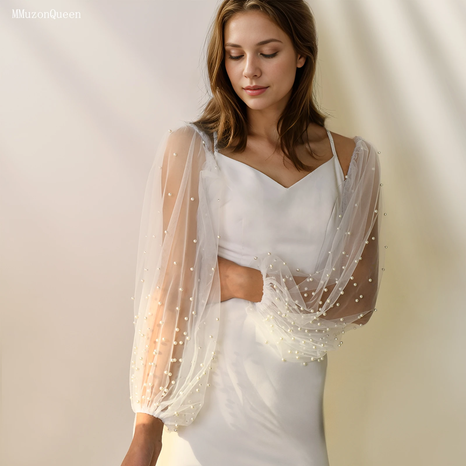 

TOPQUEEN свадебные перчатки женские жемчужные перчатки с объемными рукавами кремово-белые эластичные съемные короткие топы свадебные аксессуары Mm39