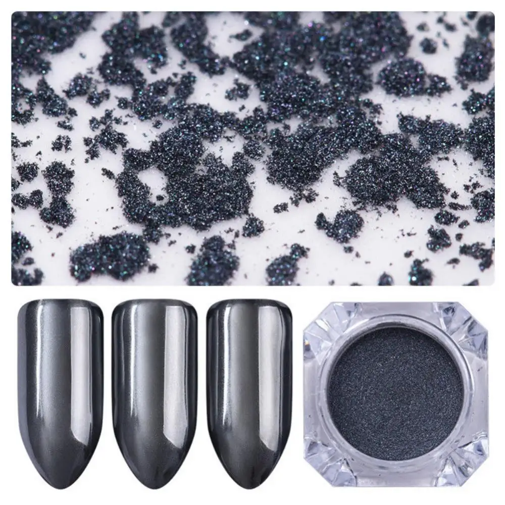 Black Mirror Effect Shinning Glitter Pigment Dust Women Party Nail Art Powder