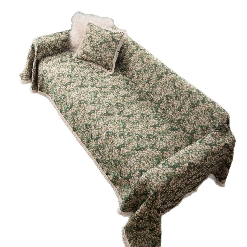 

Pastoral Flower Printing All-Inclusive Sofa Towel American Double Face Usable Couch Covers Anti Cat Scratch Soft Knee Blanket