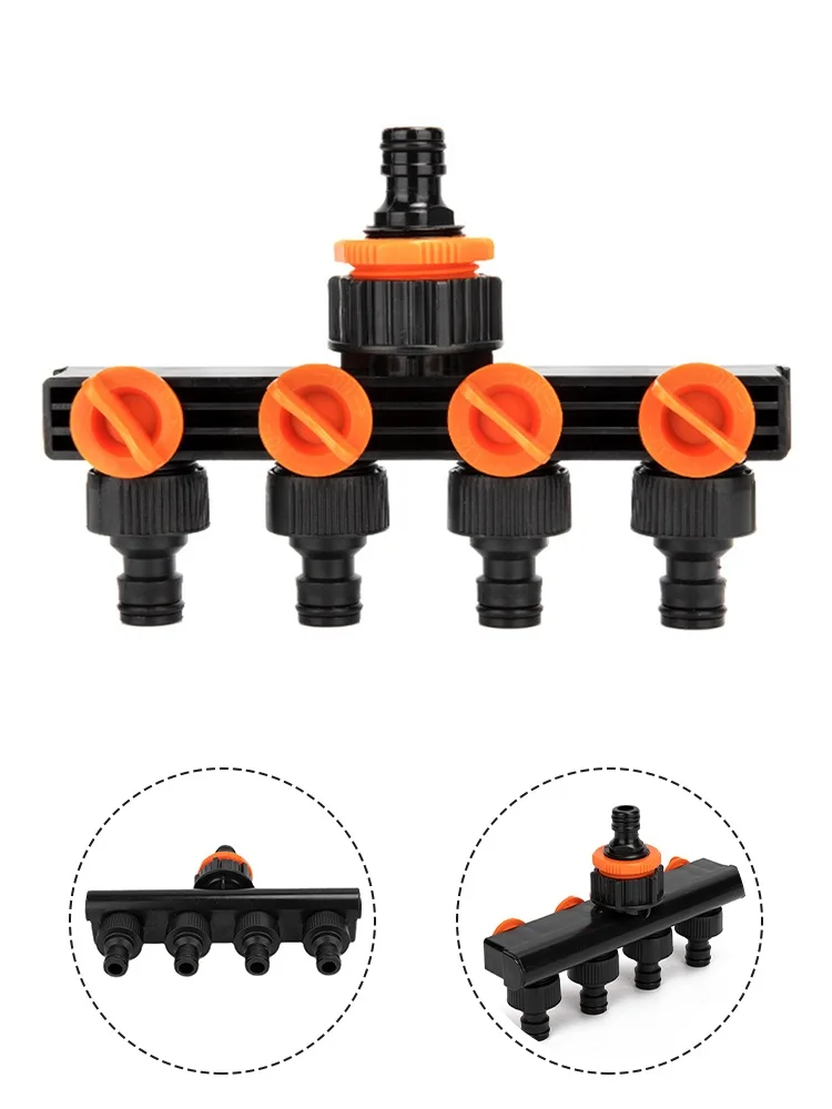 Garden Watering Connector Distributor Faucet 4 Way Hose Diverter With Valve Garden Hose Splitter For Outdoor Tap And Faucet